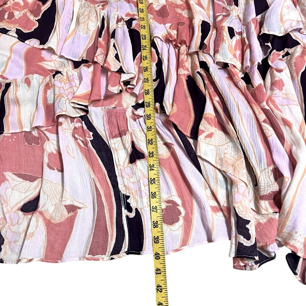 Free People Pink Bring Back The Summer Asymmetric Ruffle‎ Maxi Skirt Size 10 NWT - Picture 9 of 16